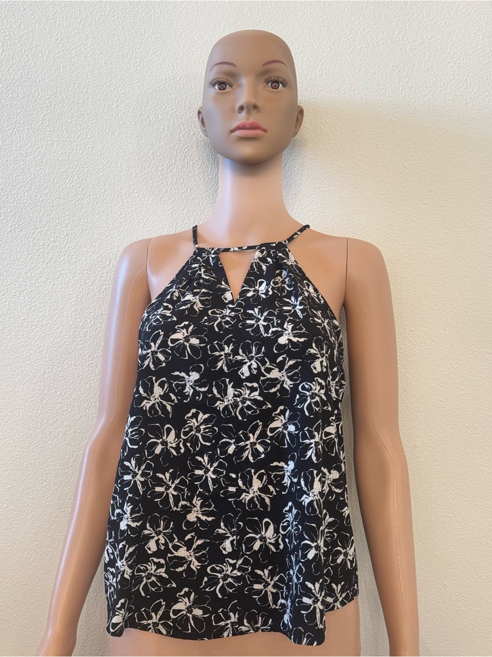 Banana Republic Black and White Floral Halter Top